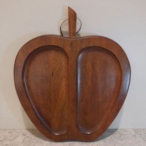 Vintage HiMARK Apple-Shaped Divided Serving Tray ~ Walnut